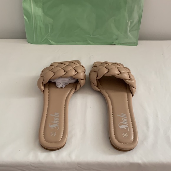 SHEIN SANDALS, BASKETWEAVE, FAUX LEATHER, SIZE 8-1/2” - Picture 2 of 8